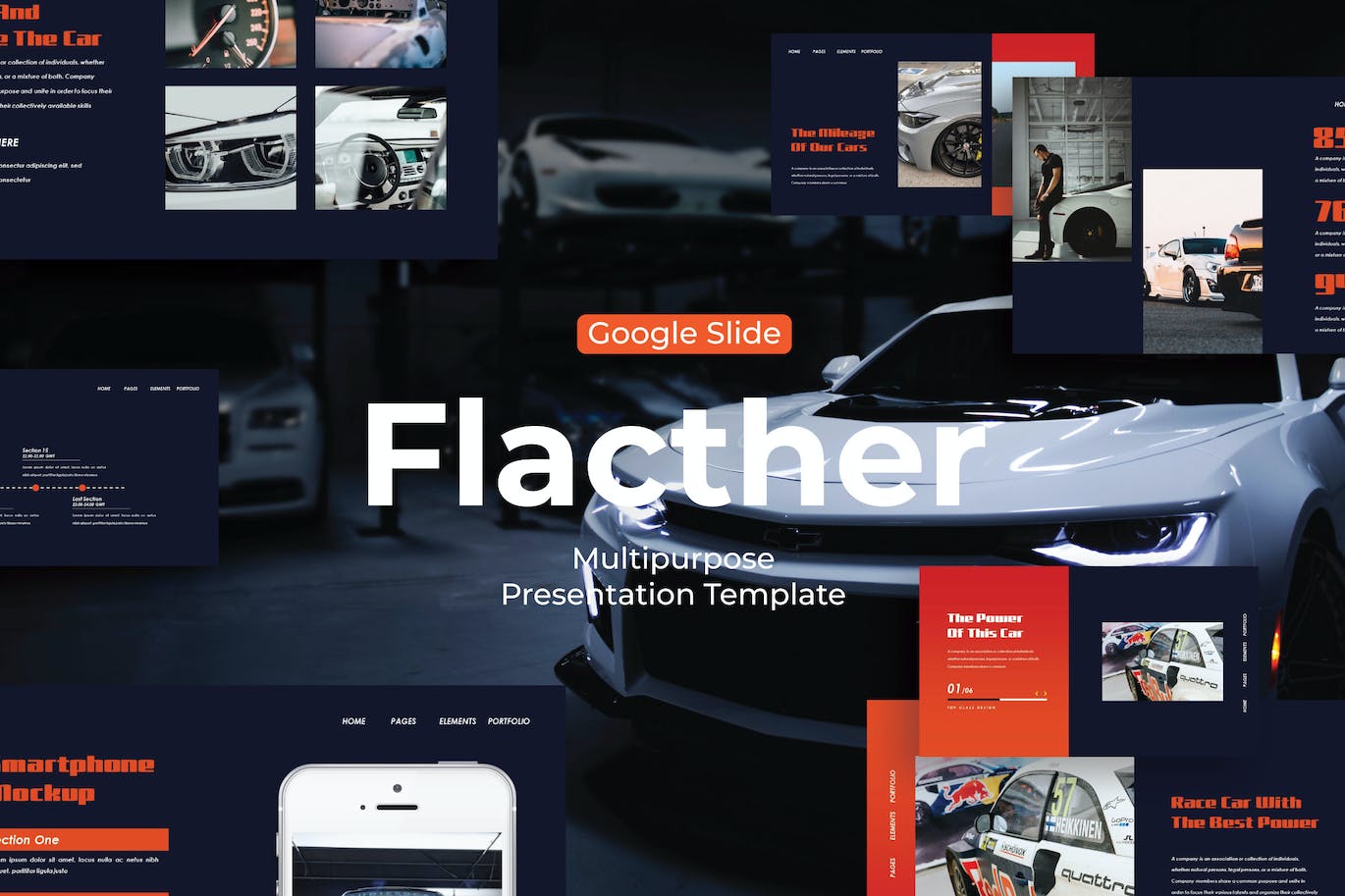 改装汽车服务谷歌幻灯片演示文稿模板 Flachter – Google Slide Template