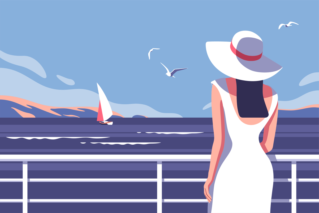 夏季暑假旅行概念矢量背景插画 Summer Vacation