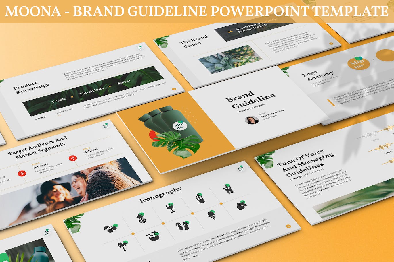 品牌驱动指南Powerpoint模板 Moona – Brand Guideline Powerpoint Template