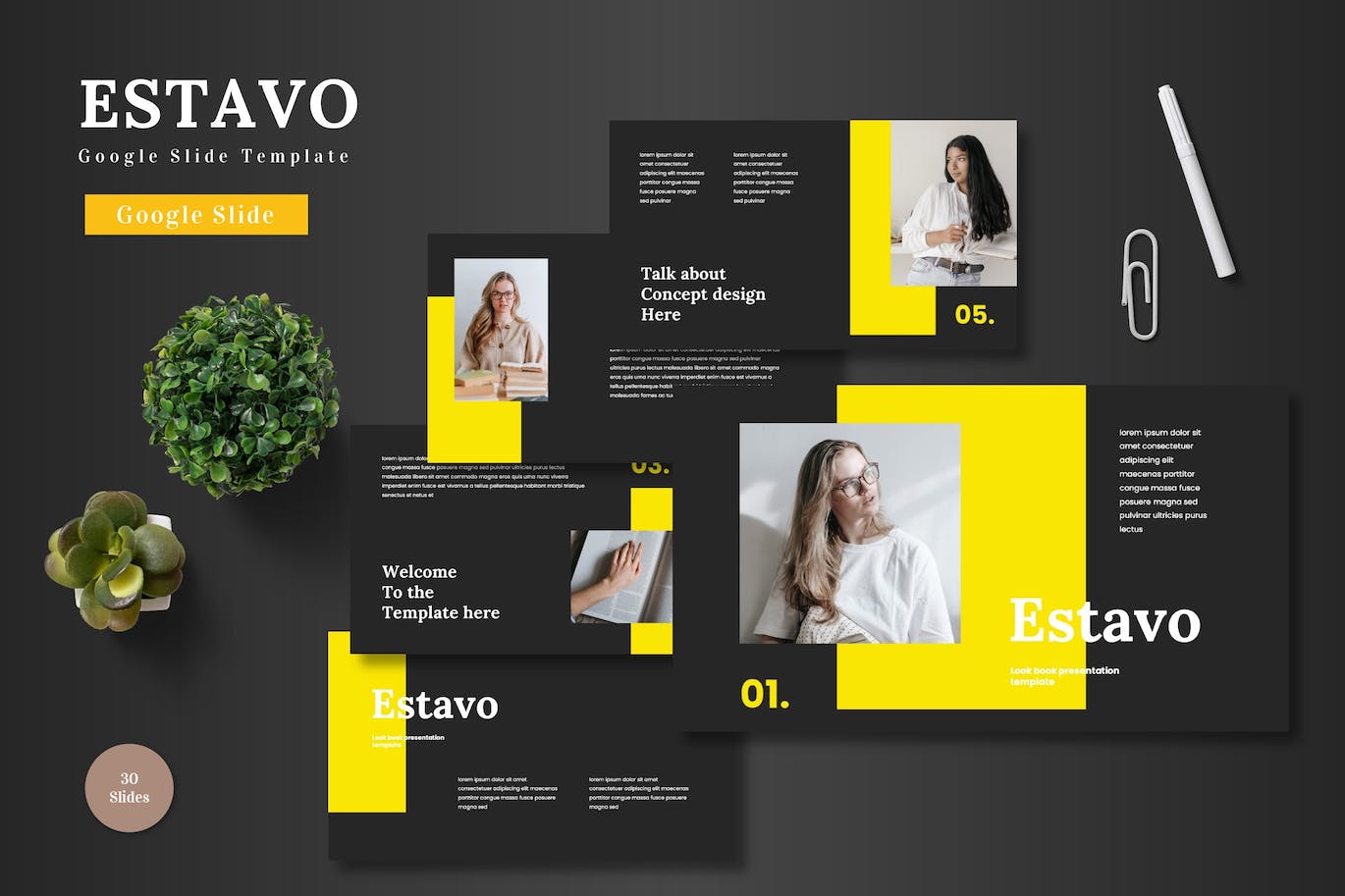 个性化学习教育模式Google幻灯片模板素材 Estavo – Google Slide Template
