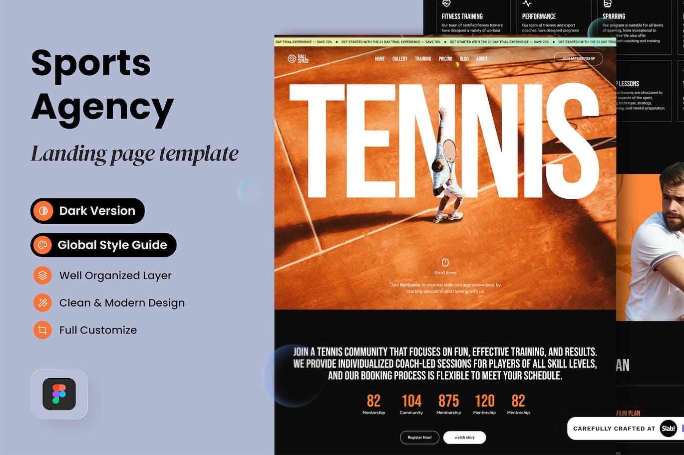 体育机构网站着陆页模板 BallSpace – Sports Agency Landing Page