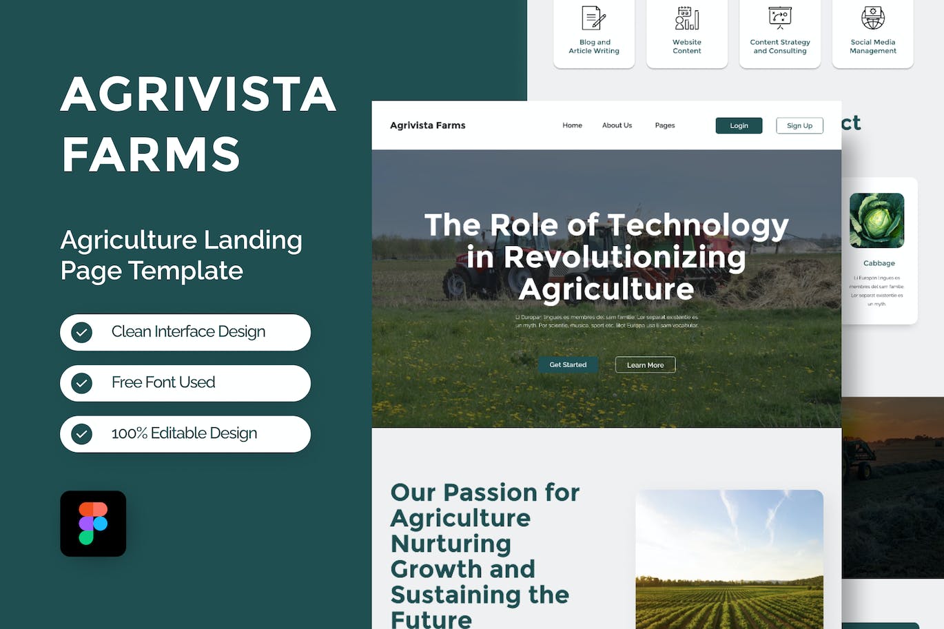 农场农业网站着陆页Figma模板 Agrivista – Farm Agriculture Landing Page Figma