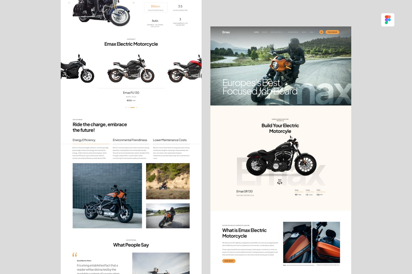 摩托车服务网站着陆页UI模板 Electric Motor Landing Page UI Figma