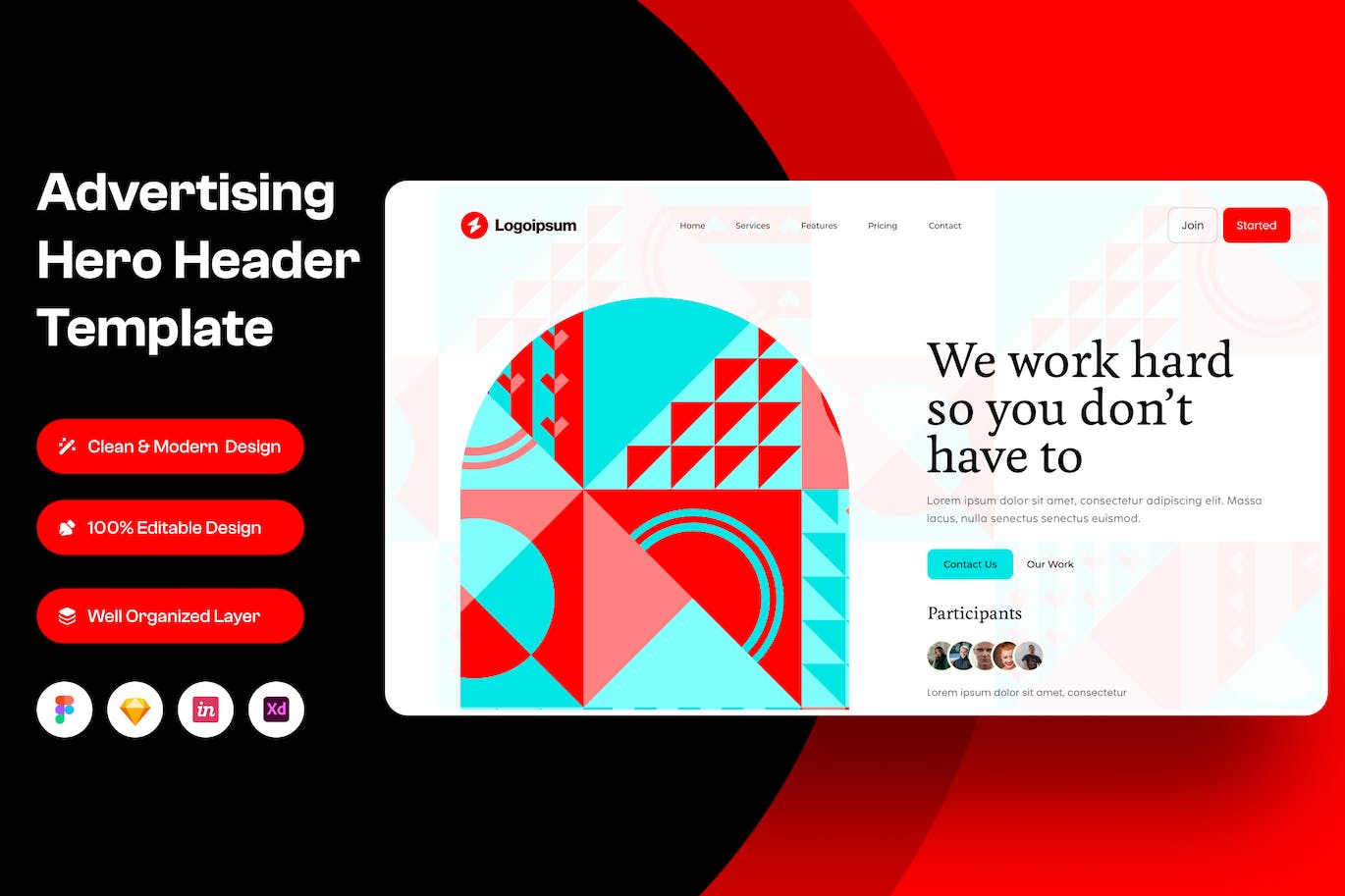 广告网站头部Header设计模板 Advertising Hero Header Image