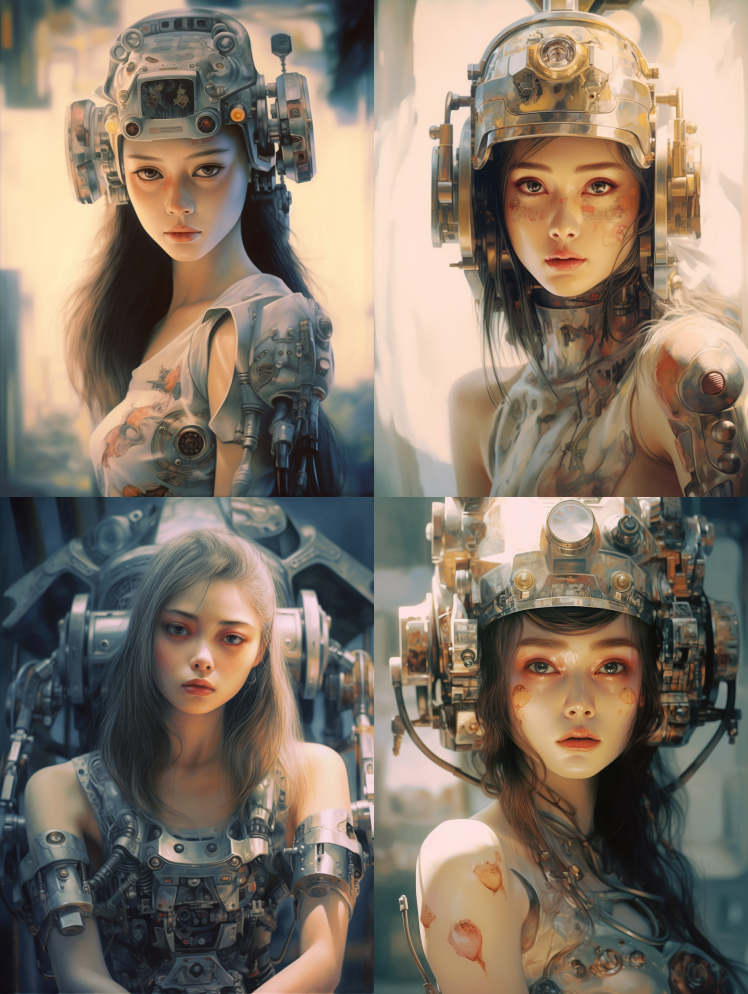 华丽的亚洲女性机器人，作者：Hajime – Midjourney Prompt