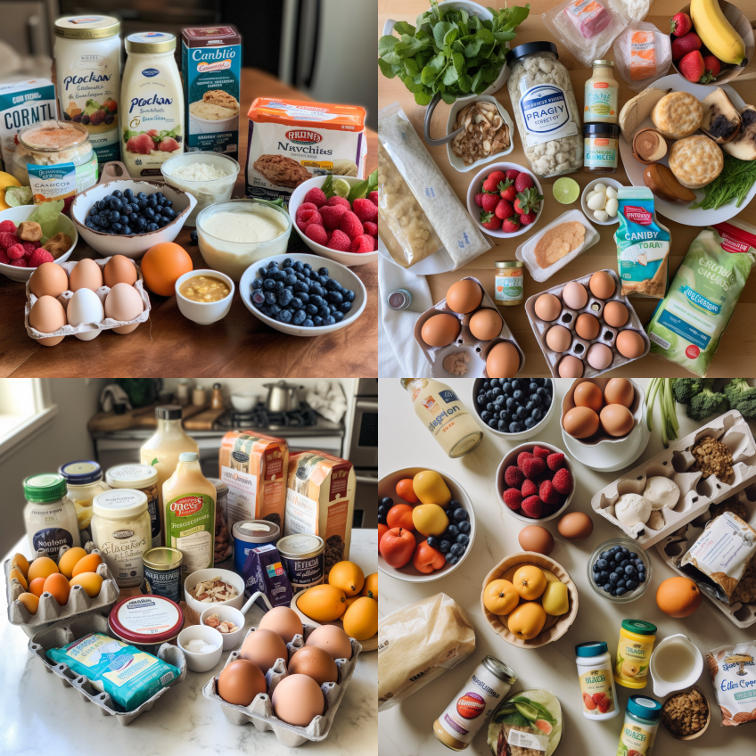 杂货店布局，包括乔巴尼酸奶、有机谷鸡蛋等