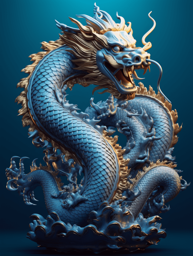 鎏金3D渲染中国龙