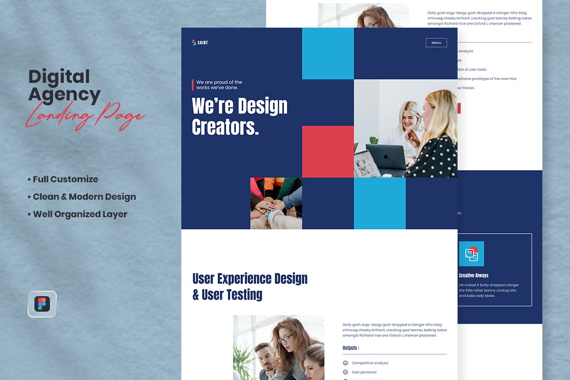 数字代理着陆页设计模板 Digital Agency Landing Page – Saint