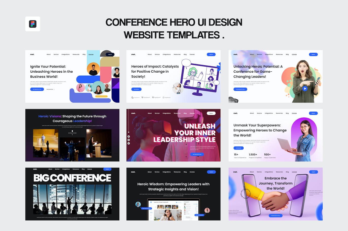 会议研讨会主题网站界面设计Figma套件 Conference UI Design