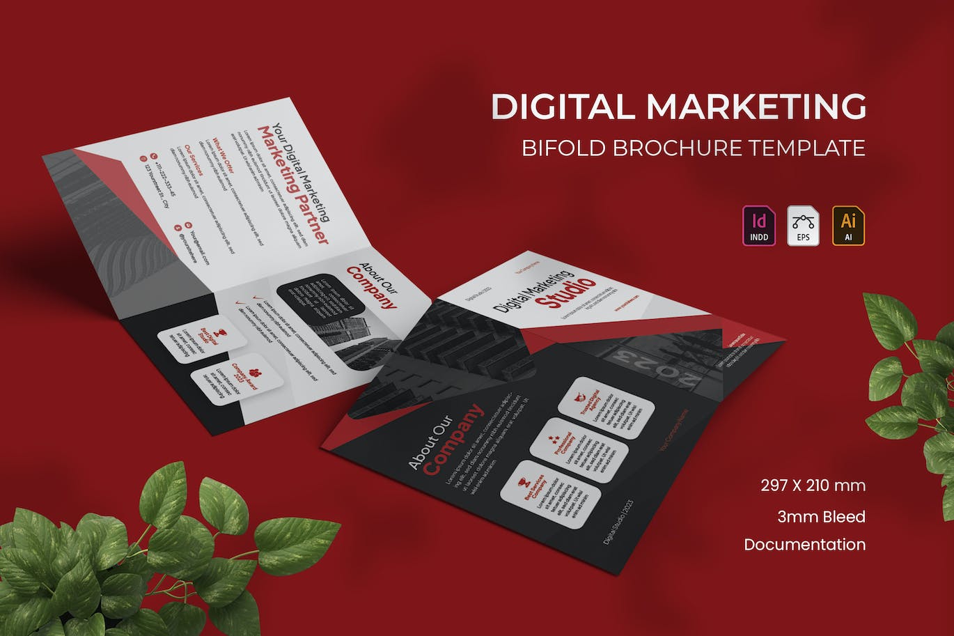 数字营销双折小册子设计模板 Digital – Bifold Brochure