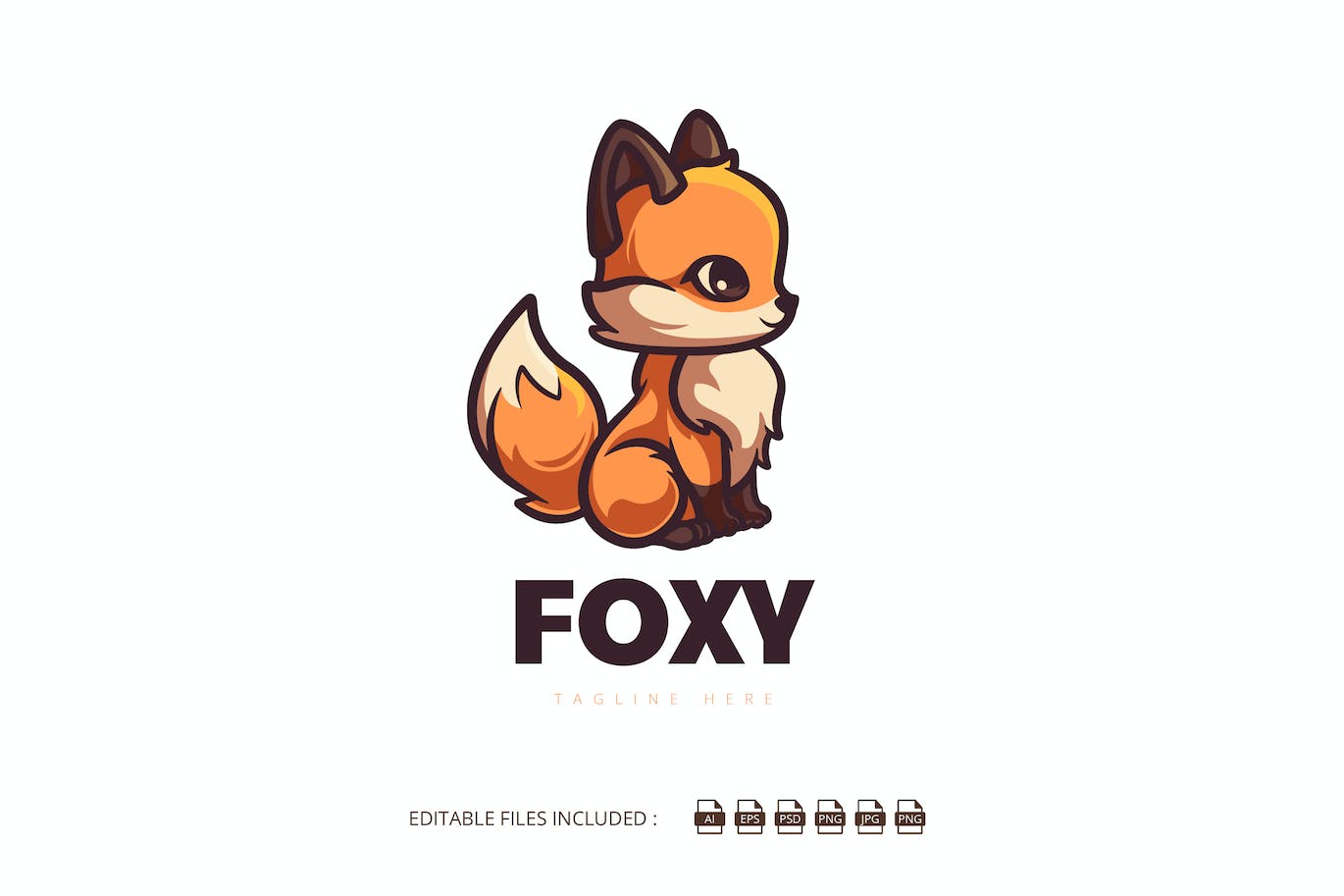 狐狸卡通吉祥物Logo标志模板 Foxy Mascot Logo Character