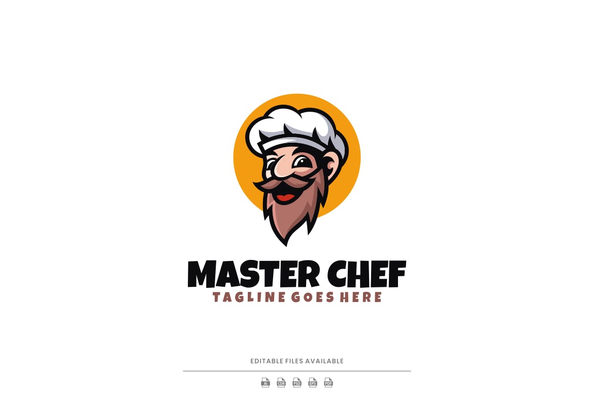 主厨简单吉祥物标志 Master Chef Simple Mascot Logo