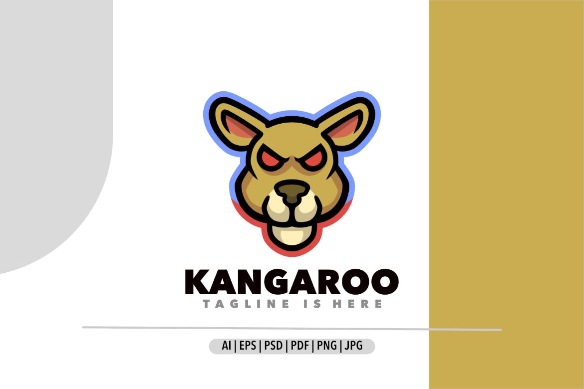 袋鼠吉祥物标志 Kangaroo Mascot Logo