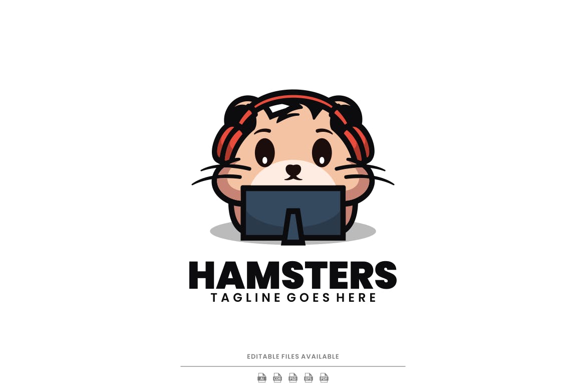仓鼠吉祥物卡通标志 Hamsters Mascot Cartoon Logo