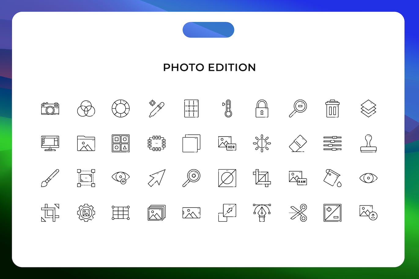 图片编辑线条矢量图标素材 Photo edition icons
