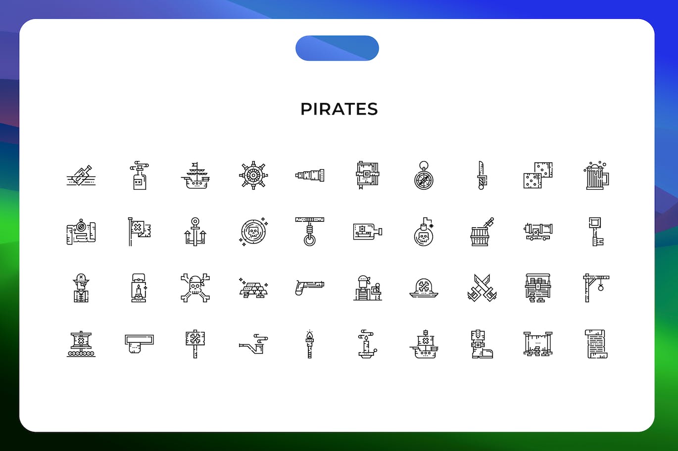 海盗线条矢量图标素材 Pirates icons