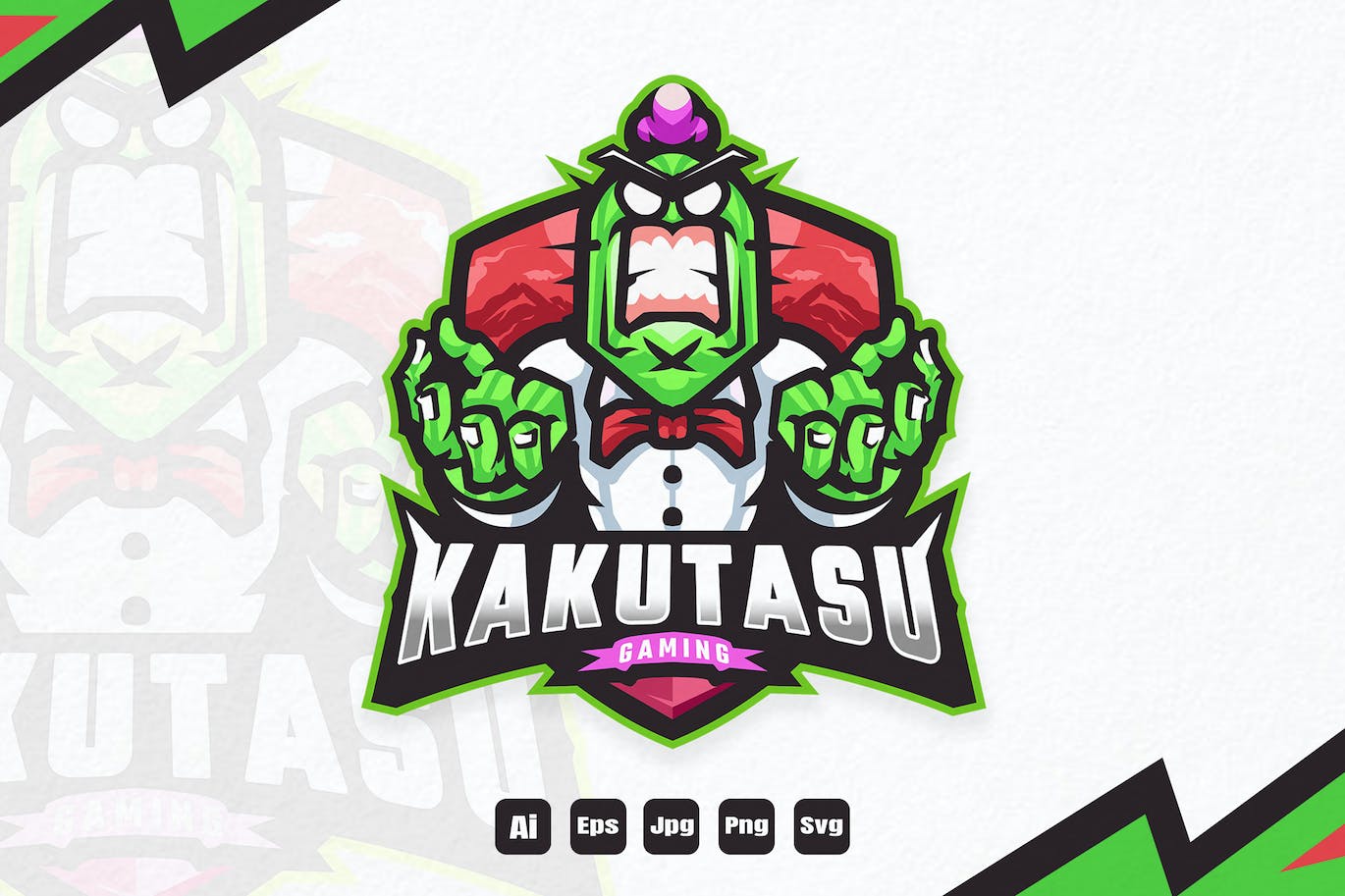 仙人掌吉祥物队徽Logo设计模板 kakutasu – Cactus Mascot Team Logo