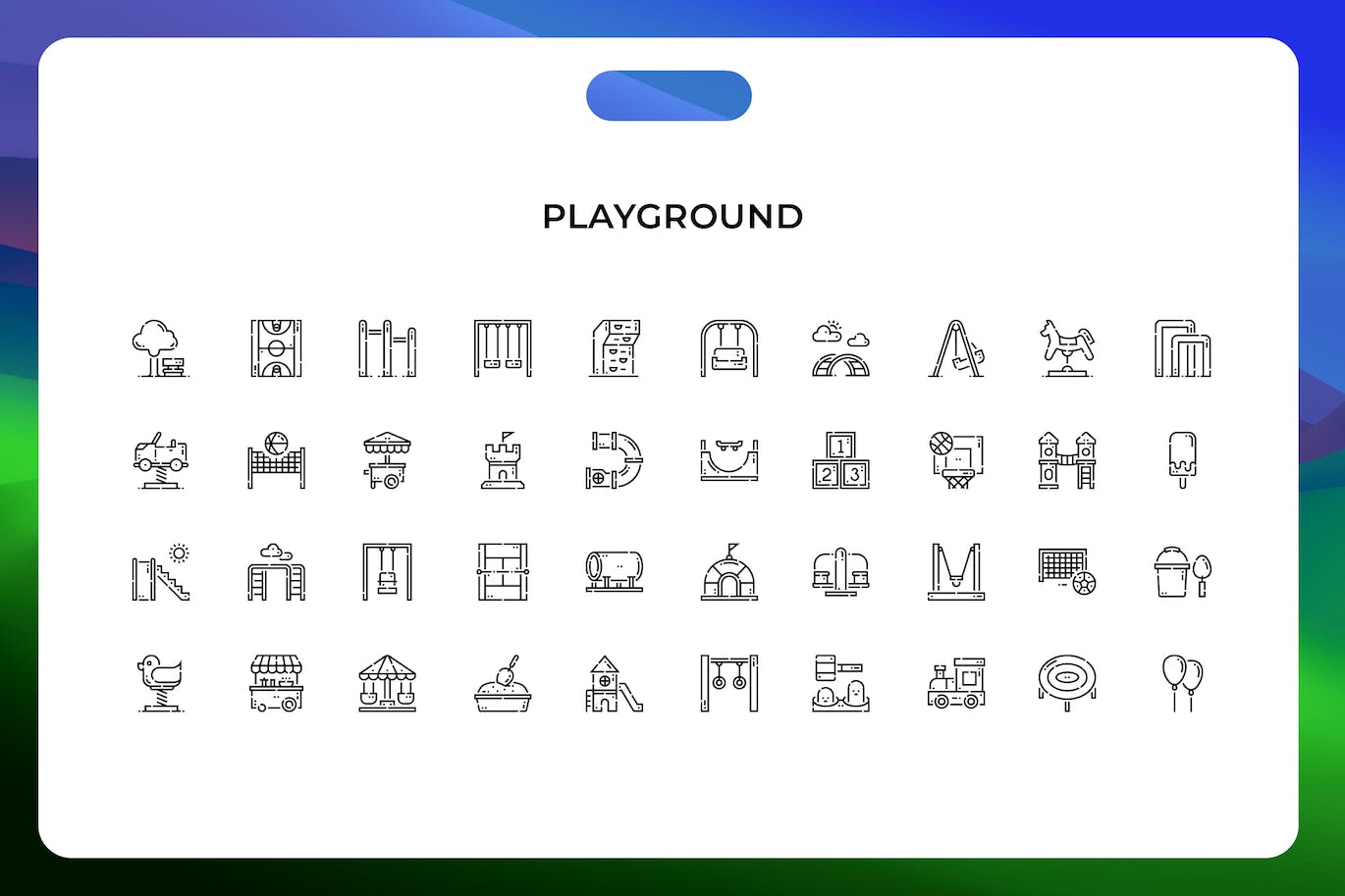游乐场线条矢量图标素材 Playground icons