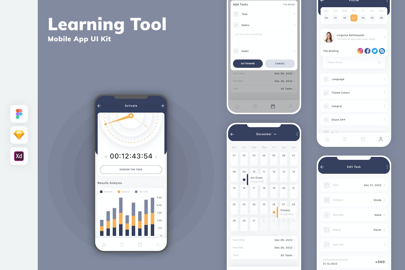 学习和教育工具移动应用UI套件 Learning Tool Mobile App UI Kit