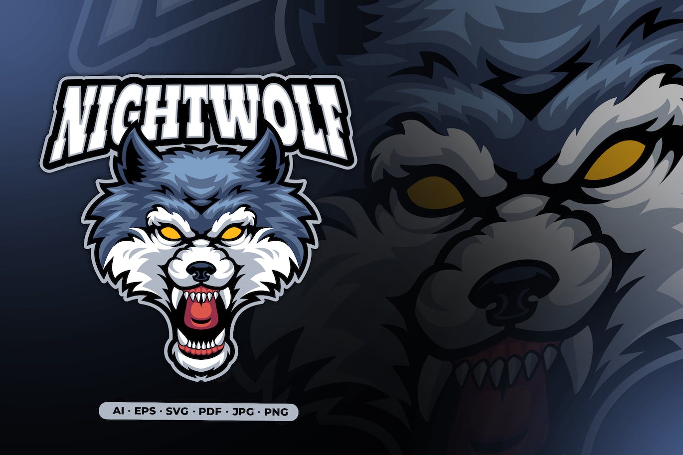 狼吉祥物游戏和体育标志设计模板 Wolf Mascot Logo for Gaming and Sports Logo