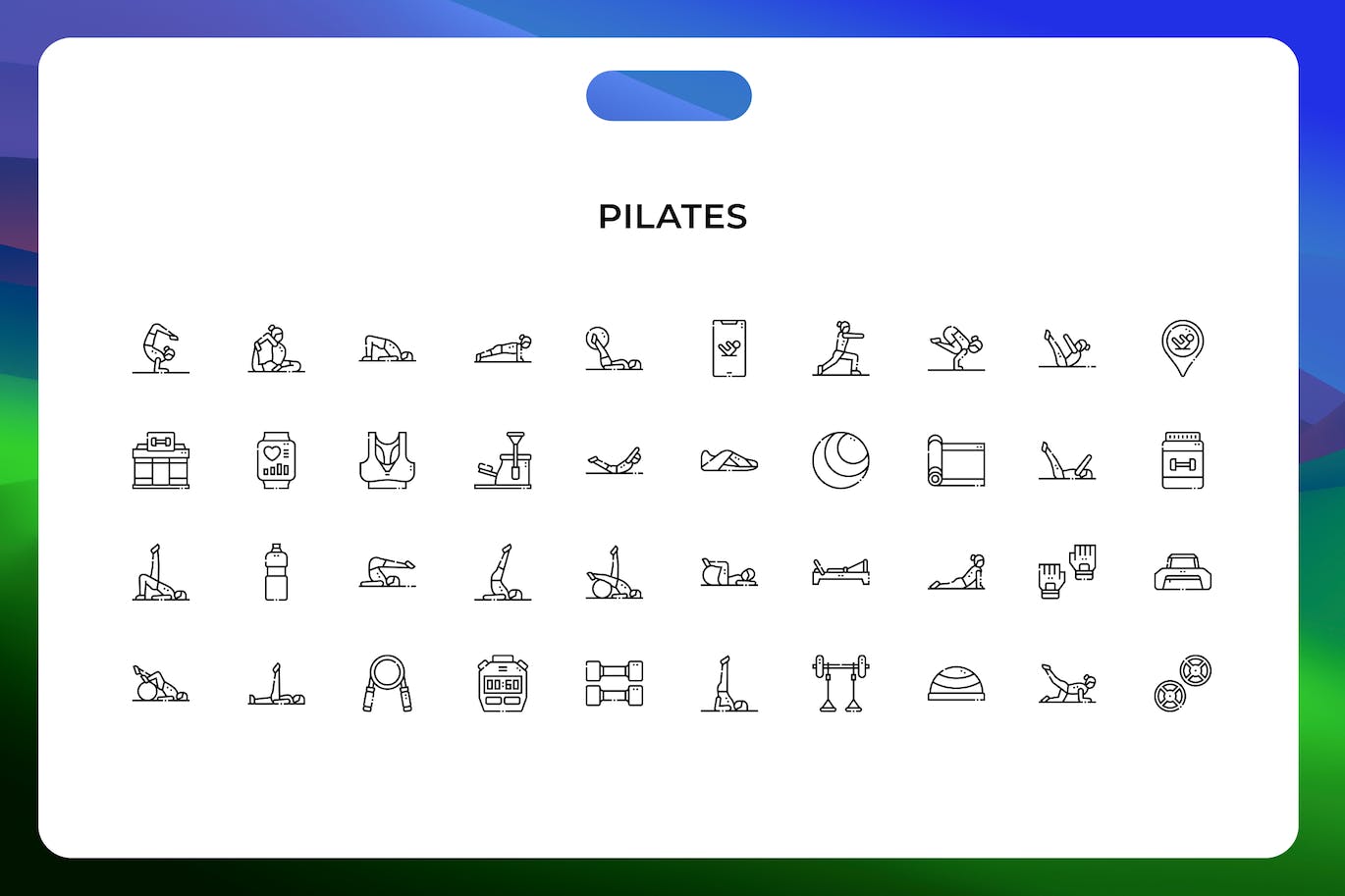 普拉提线条矢量图标素材 Pilates icons