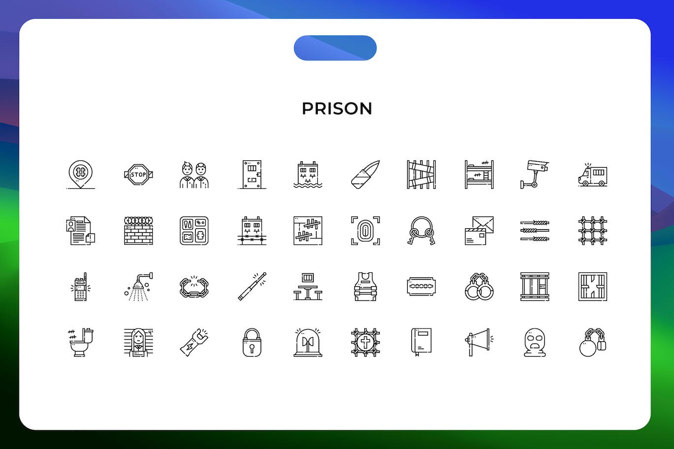 监狱线条矢量图标素材 Prison icons