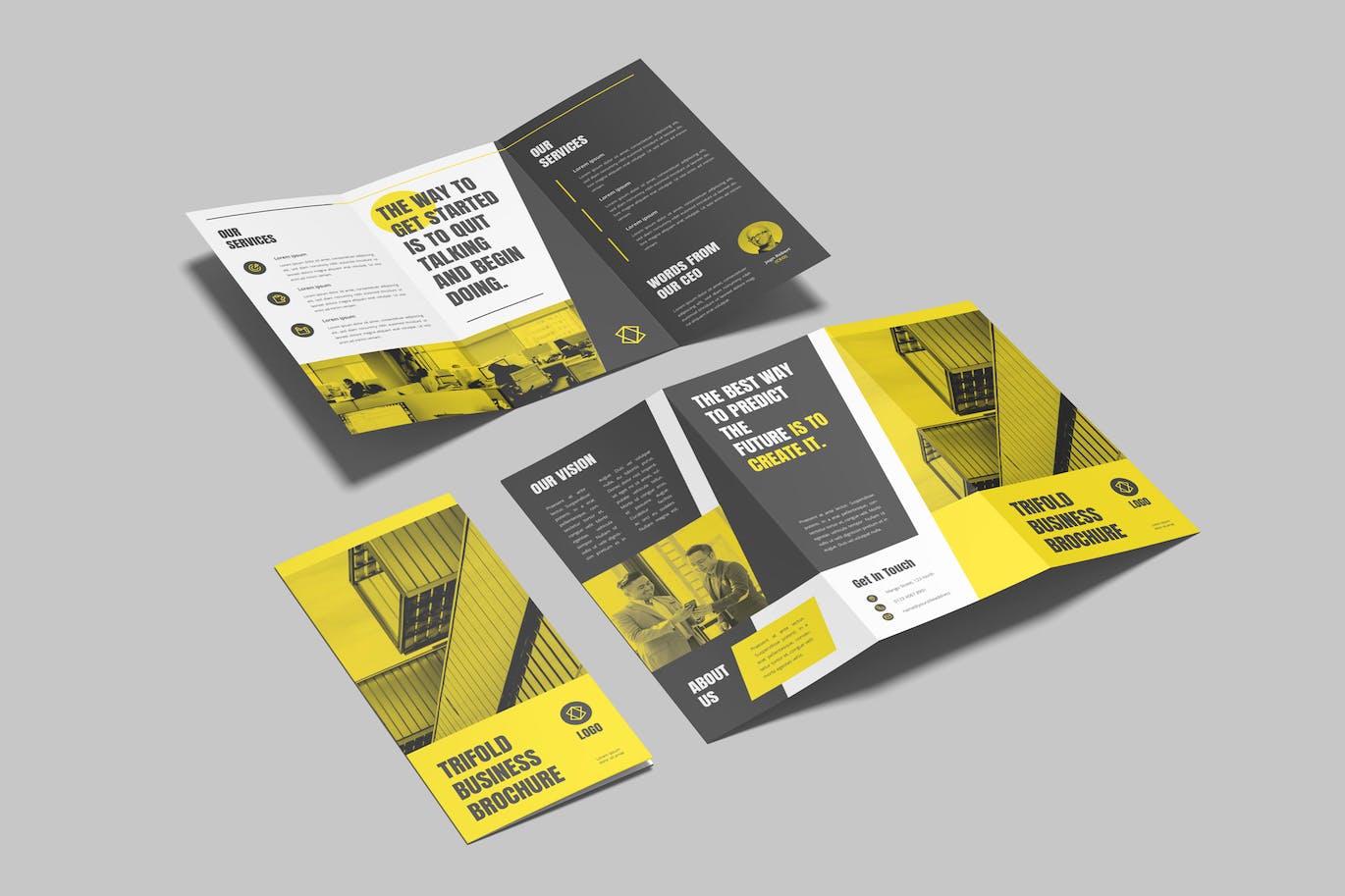 商务三折小册子设计模板 Masculine Business Trifold Brochure