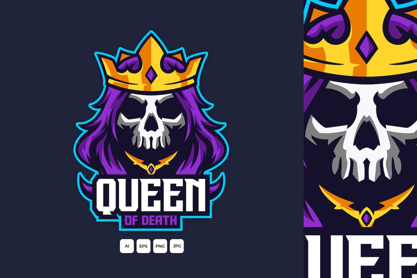 皇后骷髅头电子竞技标志 Queen Esport Logo