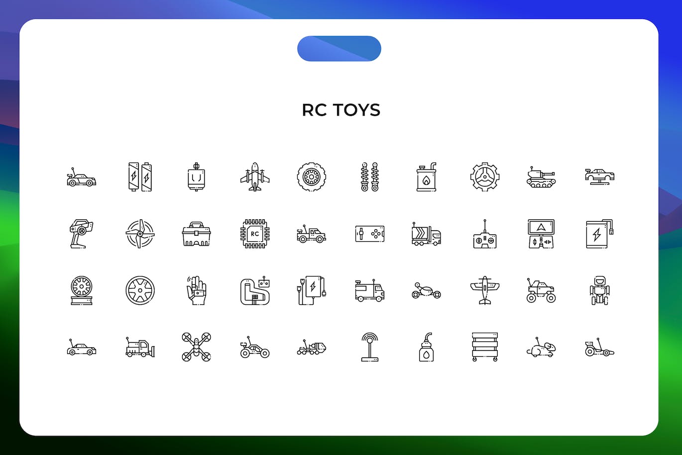 遥控玩具线条矢量图标素材 Rc toys icons