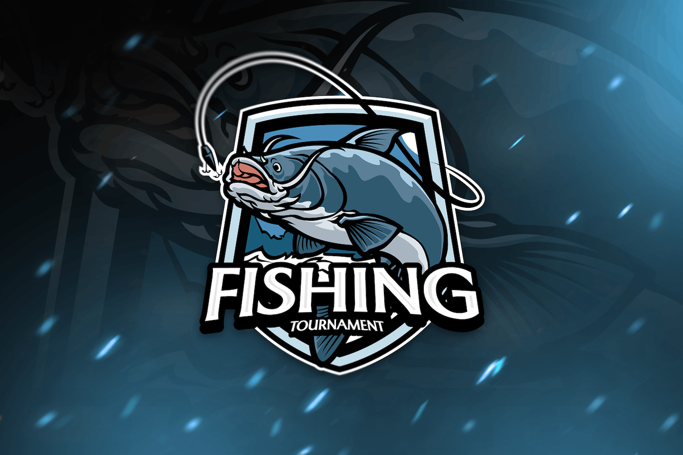 钓鱼比赛吉祥物标志模板 Fishing Tournament Mascot Logo Template