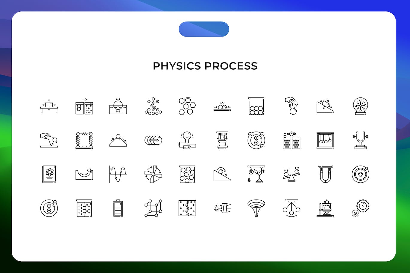 物理过程线条矢量图标素材 Physics process icons