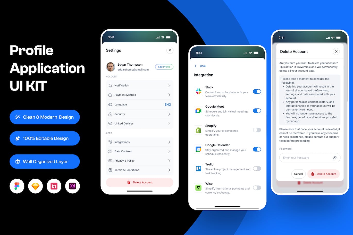个人资料界面设计移动应用程序 Profile Mobile App