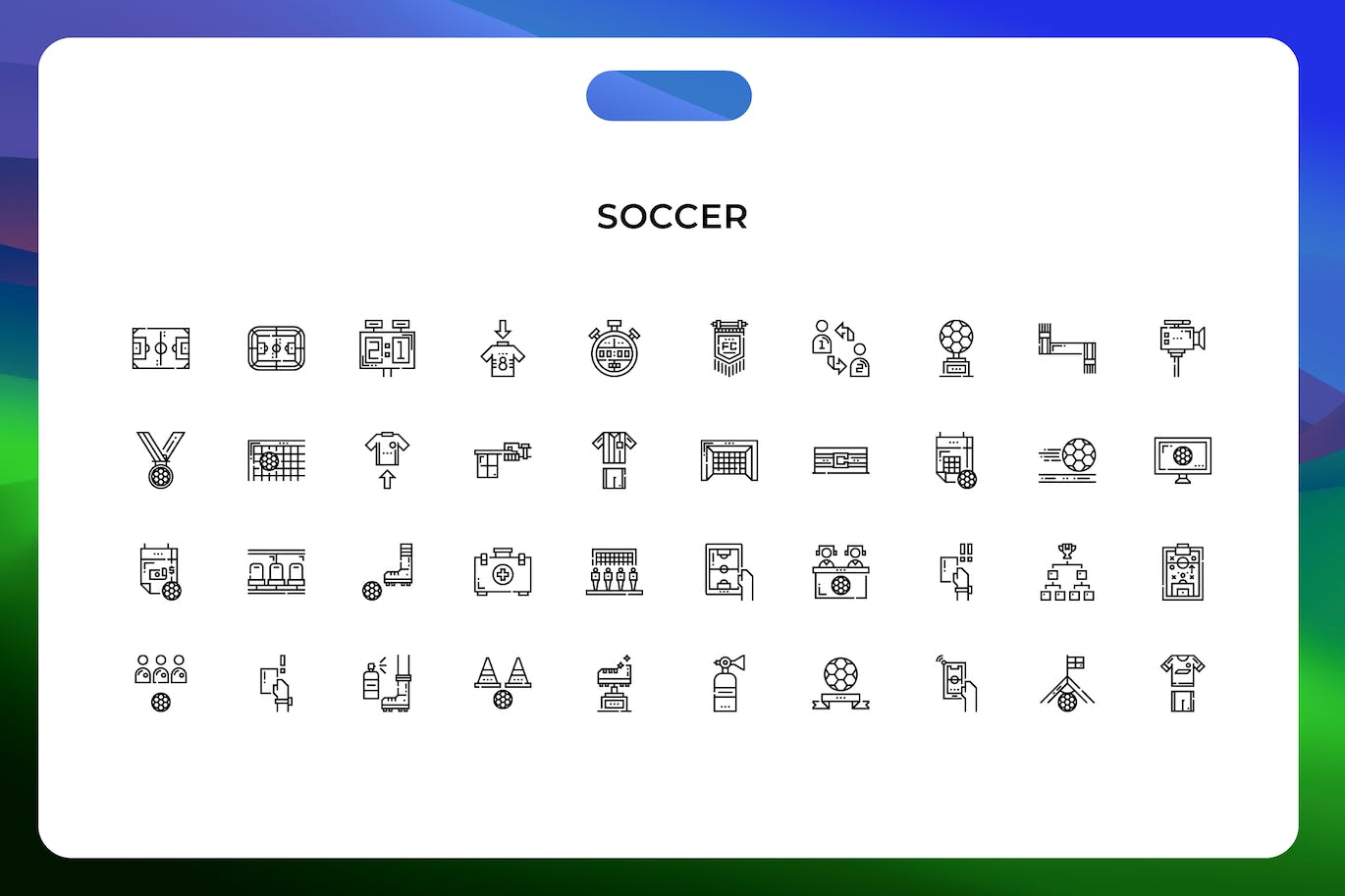 足球线条矢量图标素材 Soccer icons