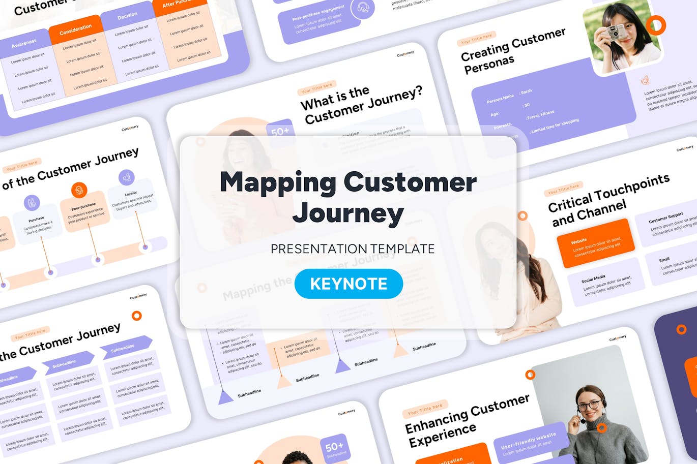 绘制客户旅程Keynote幻灯片演示模板 Mapping Customer Journey – Keynote Template