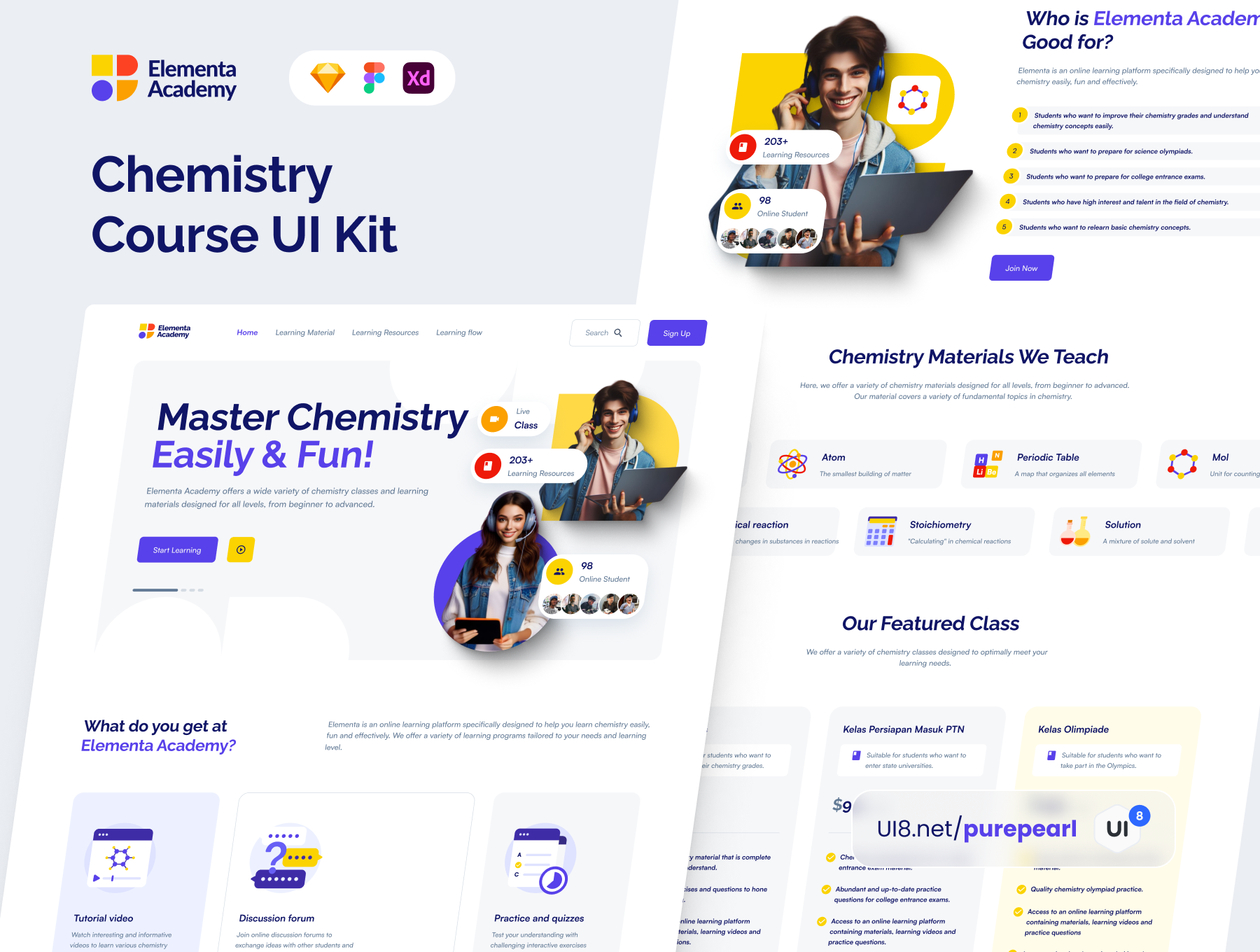 Elementa Academy Chemistry Course UI Kit: Effortlessly Build Engaging & Responsive Chemistry Websites