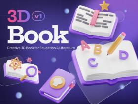 Bookly – Books & School Stationery 3D Icon