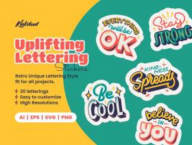 Uplifting Lettering Stickers Spread Positivity 令人振奋的文字贴纸:传播积极