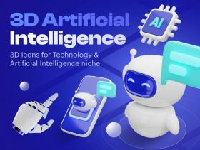 Artificially – Artificial Intelligence 3D Icon Set