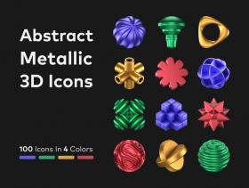 Abstract Metallic 3D Icons