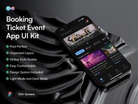 Booking Ticket Event App – UI Kit 100+屏幕预订门票活动App – UI工具包