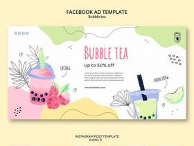 一套卡通奶茶海报展板PSD格式