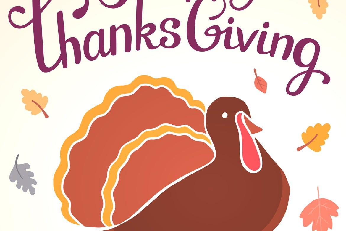 感恩节庆祝火鸡美食矢量设计素材 Happy Thanksgiving turkey