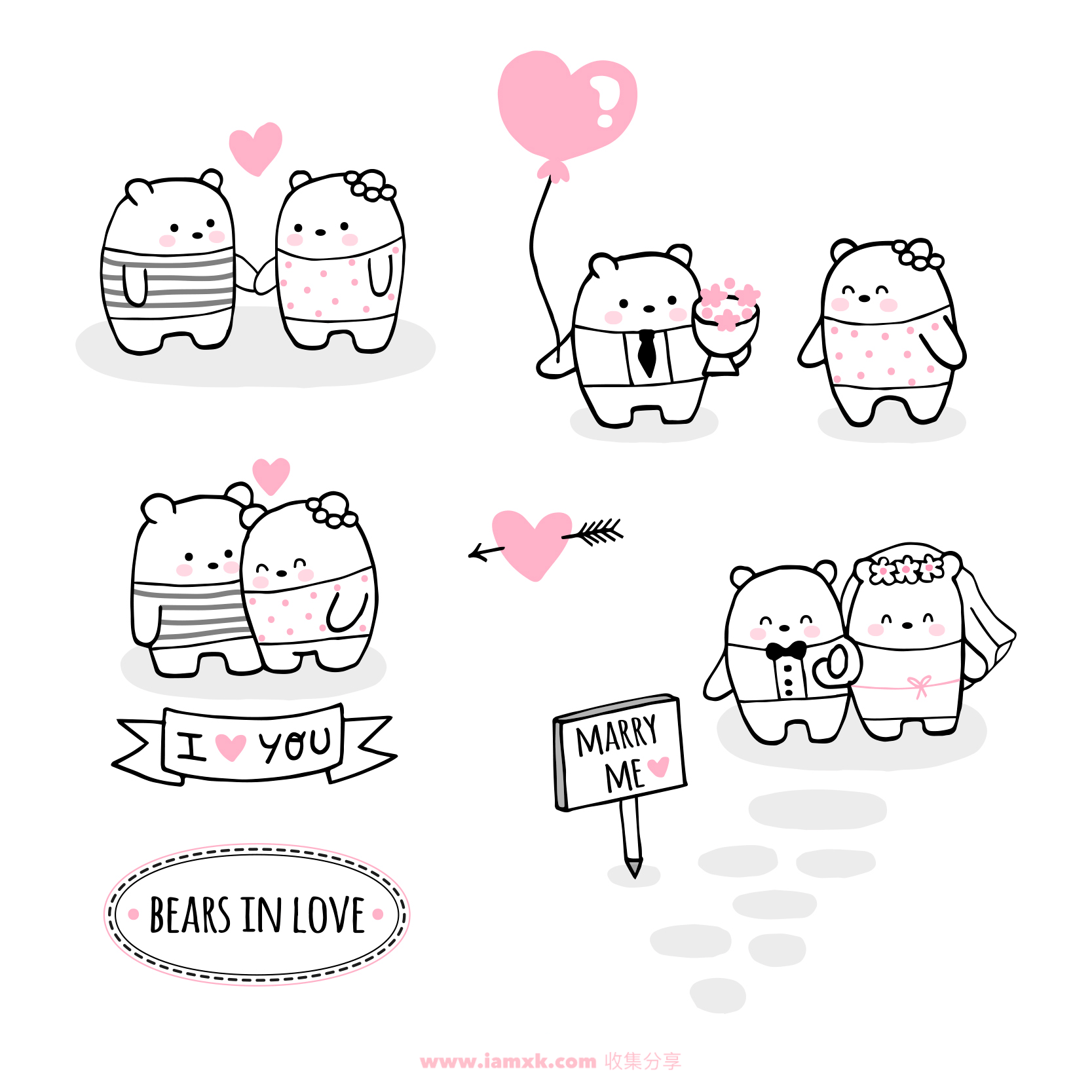 恋爱中的小白熊 Lovely bears in love set