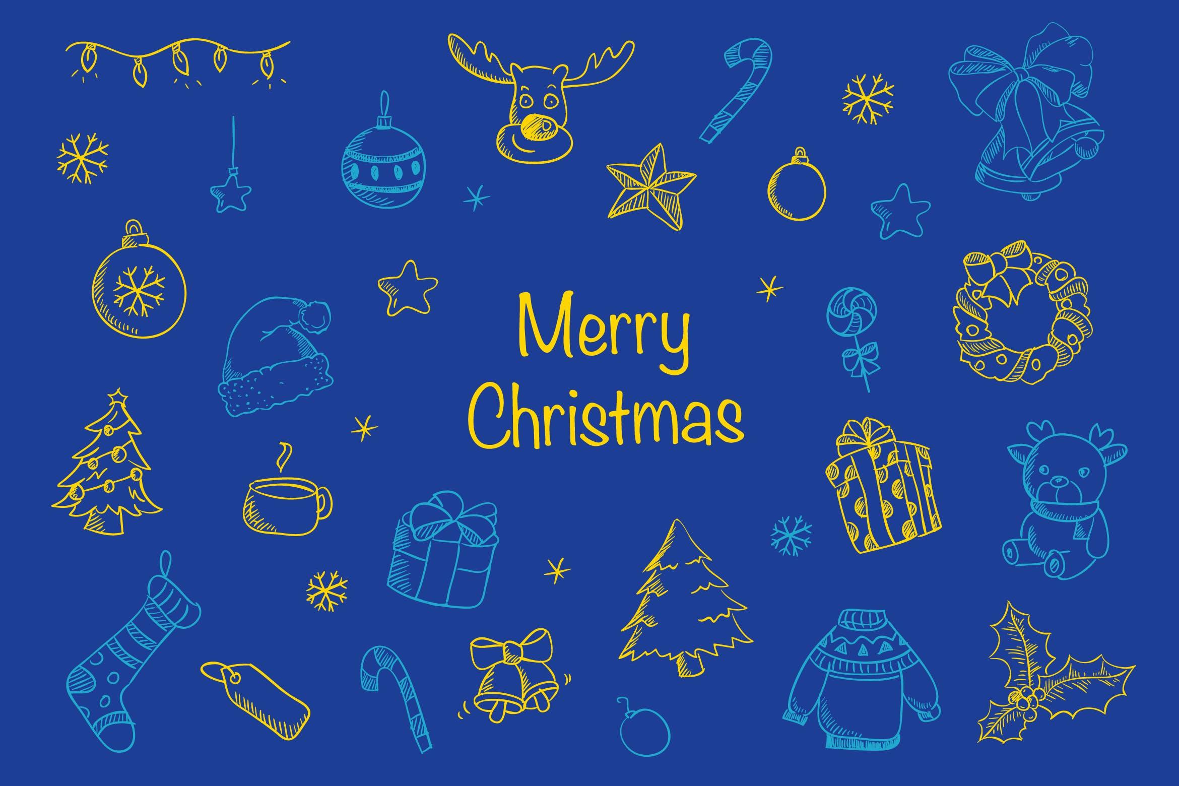 圣诞节主题元素装饰图案矢量设计素材 Christmas Blues