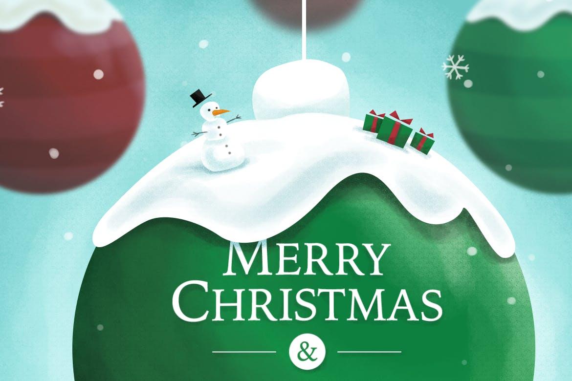 创意圣诞装饰球设计PSD分层模板 Christmas Ball