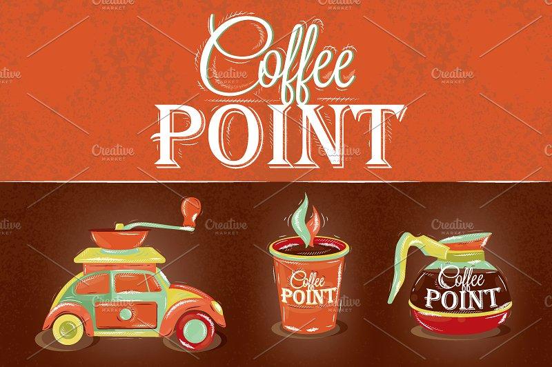 咖啡店复古海报模板 Retro poster coffee point
