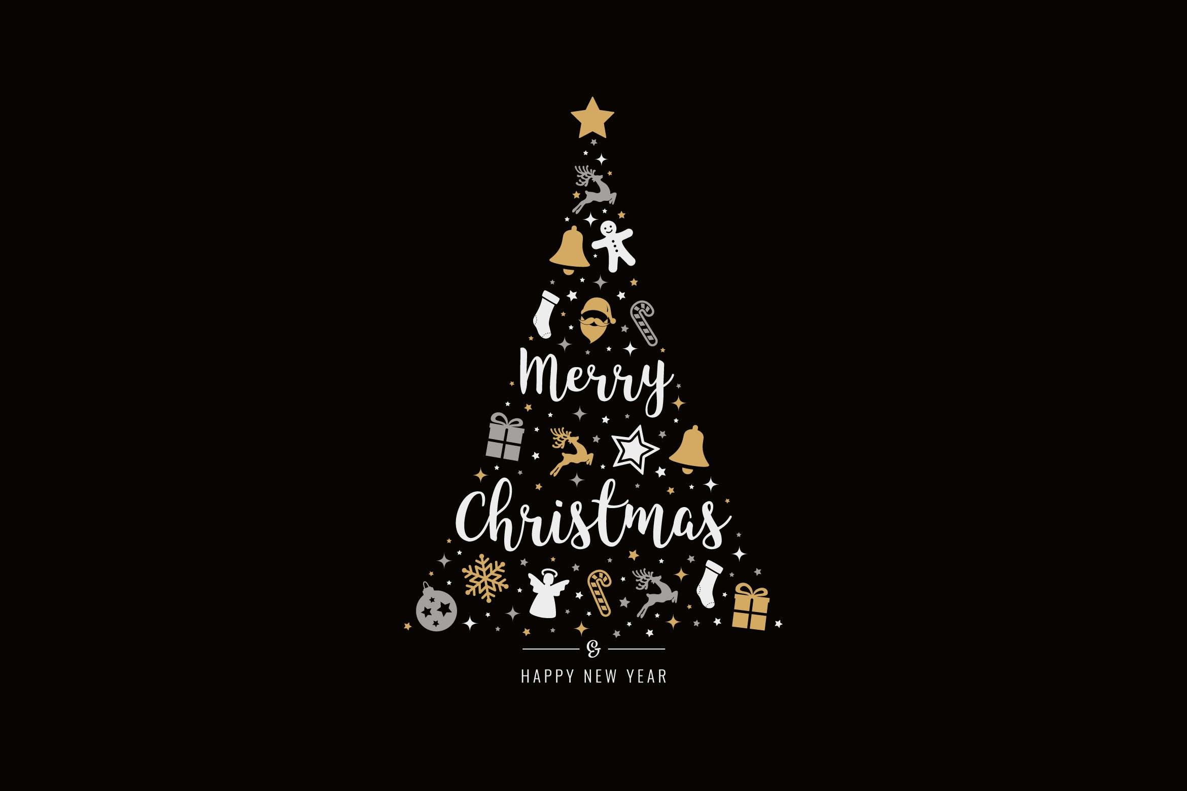 圣诞主题图标元素矢量树图形图片 Christmas Icon Tree Vector Elements