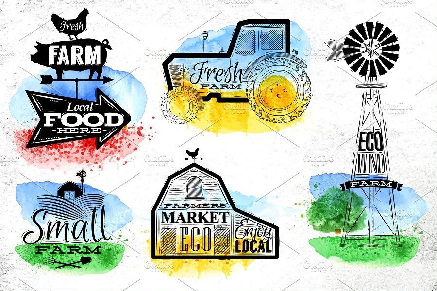农场元素手绘插画 Farm Graphics