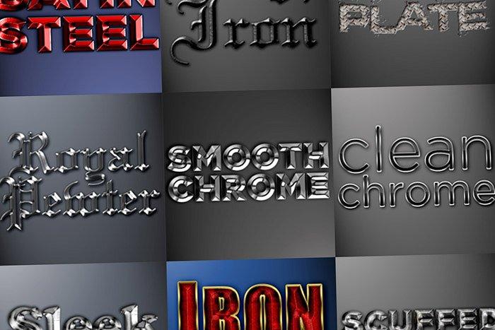 金属材质PS图层样式 Metal Photoshop Styles Pack 2