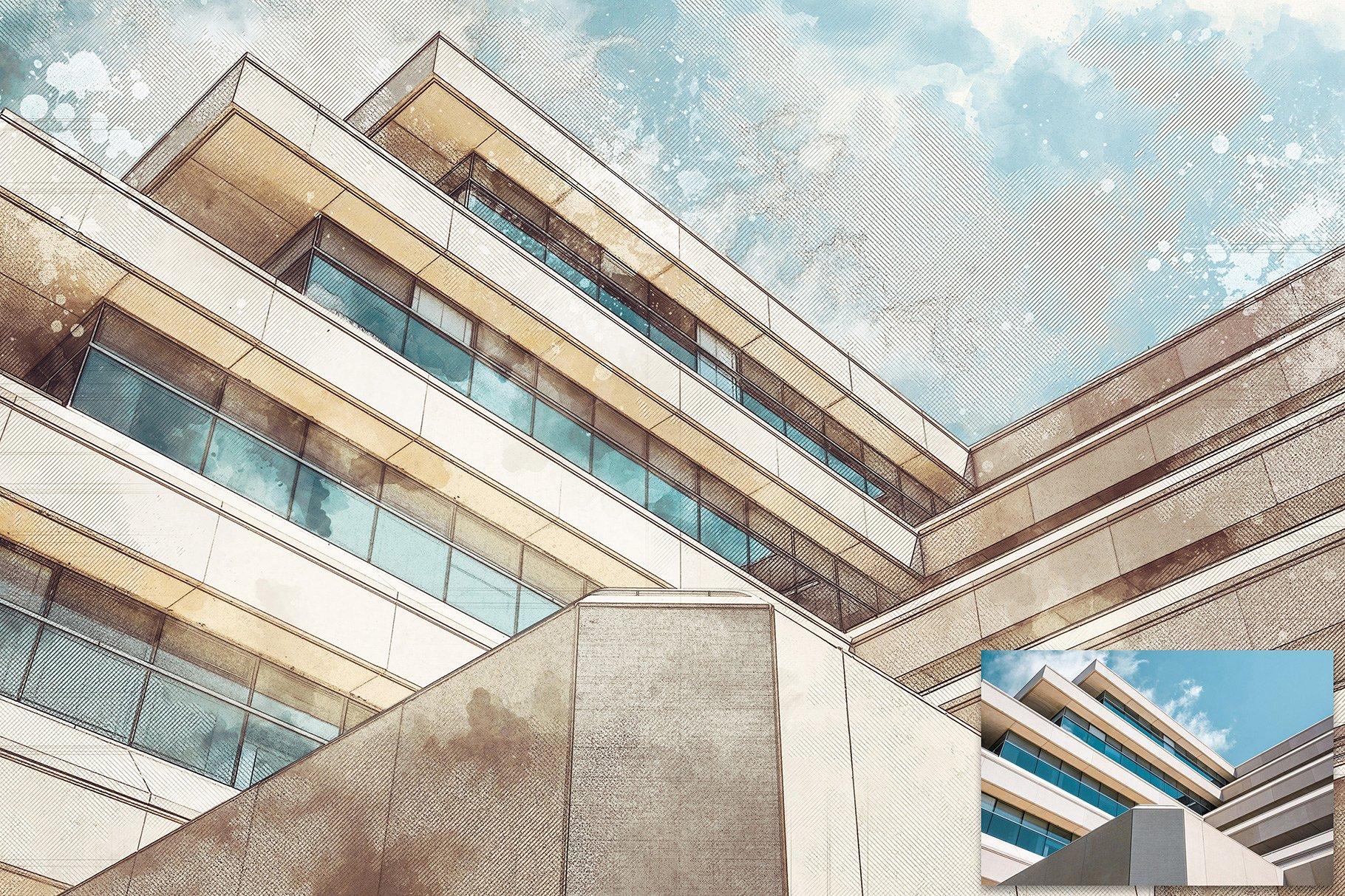 素描艺术建筑草图PS动作合集 Architecture Sketch Art PS Actions